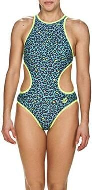NWT Arena The One swimsuit one piece Leopard Turquoise Shiny Green women size 34